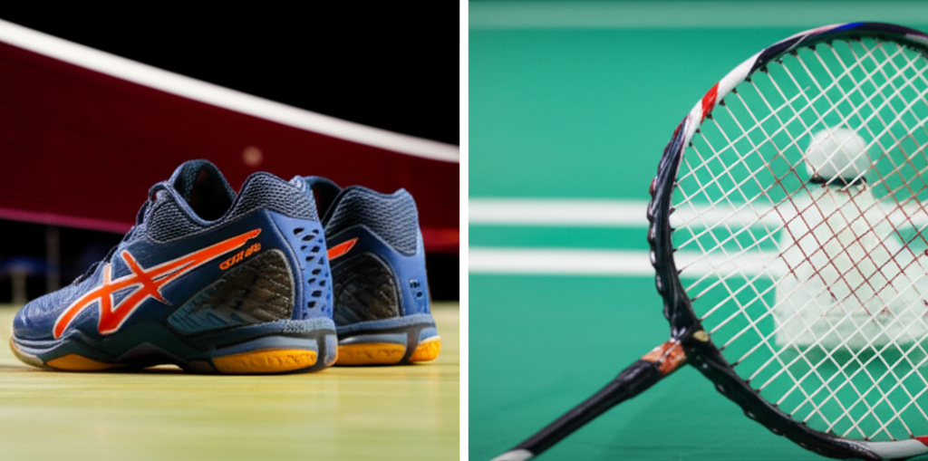 Generate a high-quality, relevant image prompt for an article about: Volleyball Shoes for Badminton?