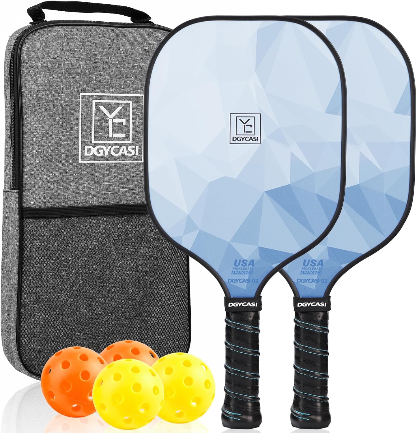 YC DGYCASI 2026 USAPA Approved Fiberglass Pickleball Paddles Set (2 Pa