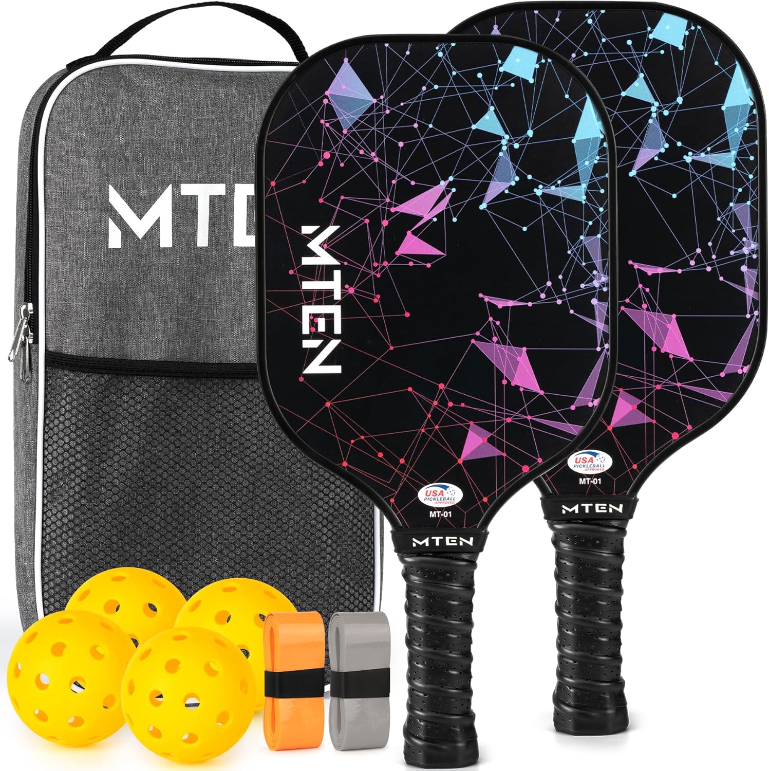 USAPA Approved Fiberglass Pickleball Paddles Set for Men and Women wit
