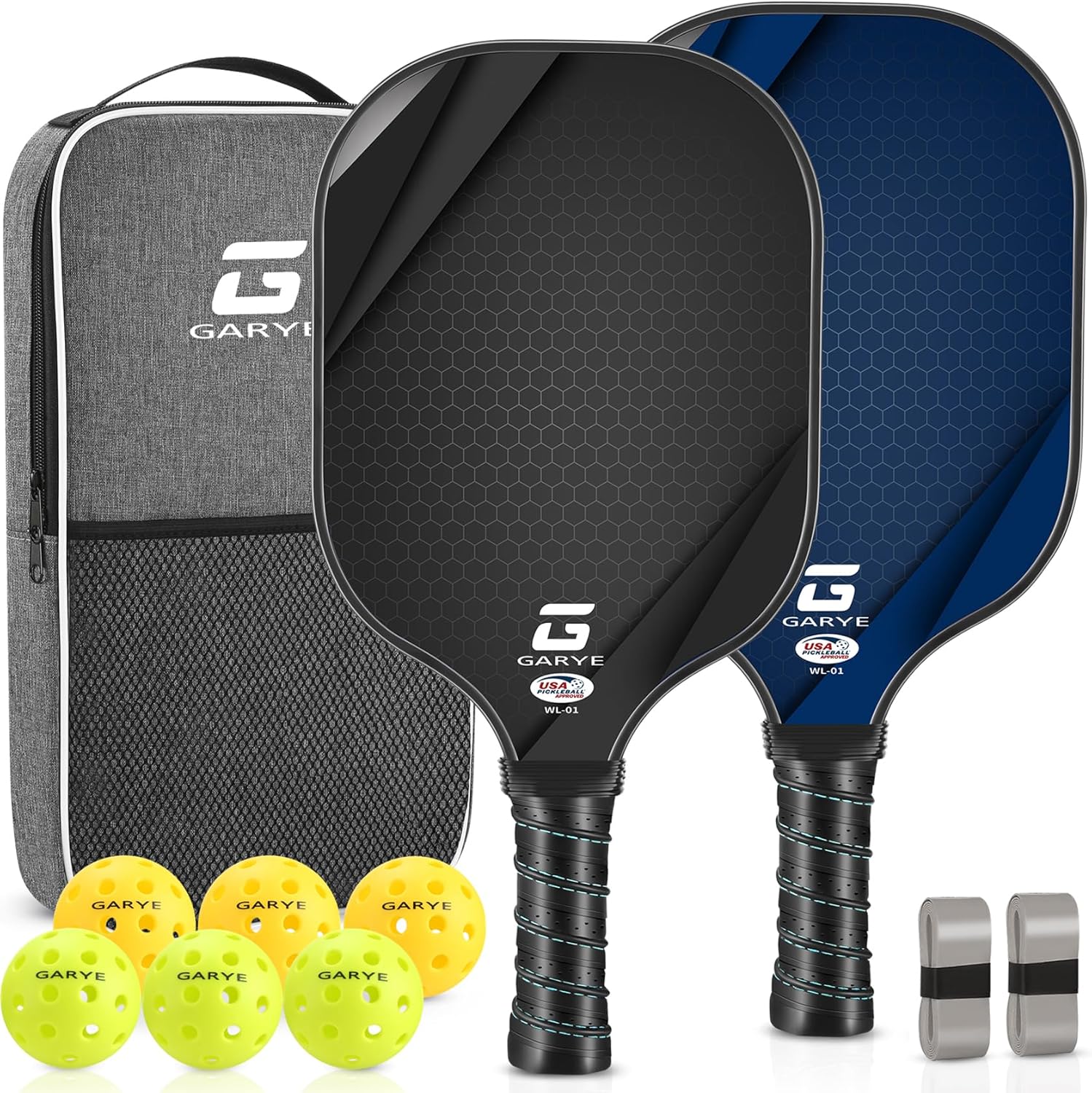 GARYE USAPA Approved Carbon Fiber Pickleball Paddles Set (2 Pack) with