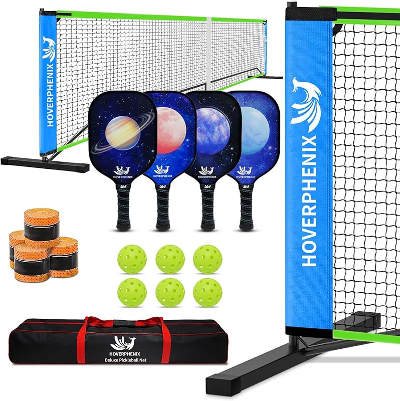 Hoverphenix 22FT Regulation Pickleball Net Set with 4 Paddles, Balls, 