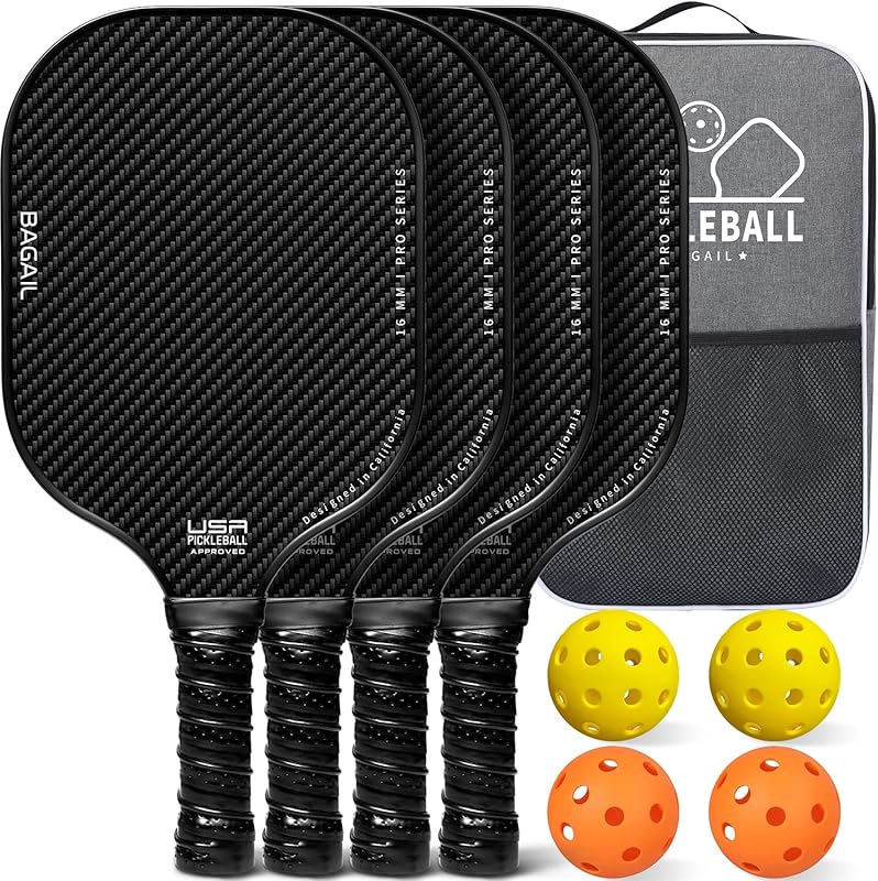 BAGAIL USAPA Approved Fiberglass Pickleball Paddle Set with 4 Balls an
